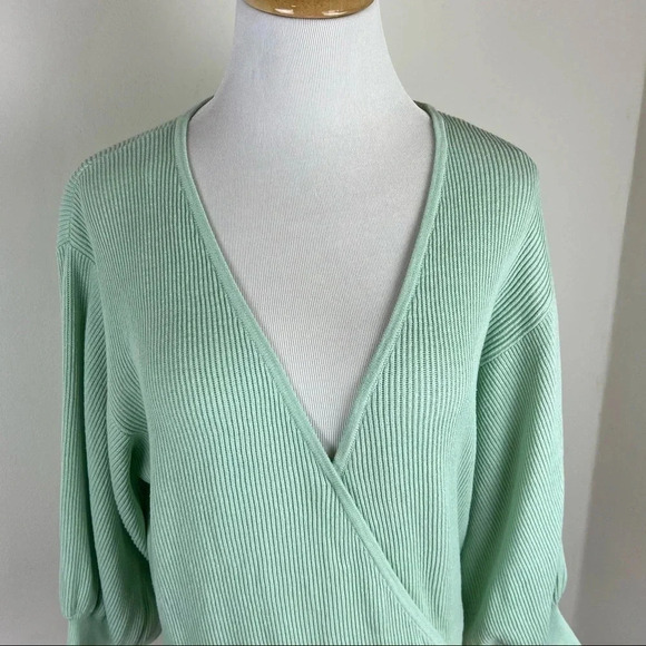 Sabo Skirt Wrap Front Ribbed Sweater Mint Green Size XS - Picture 2 of 6